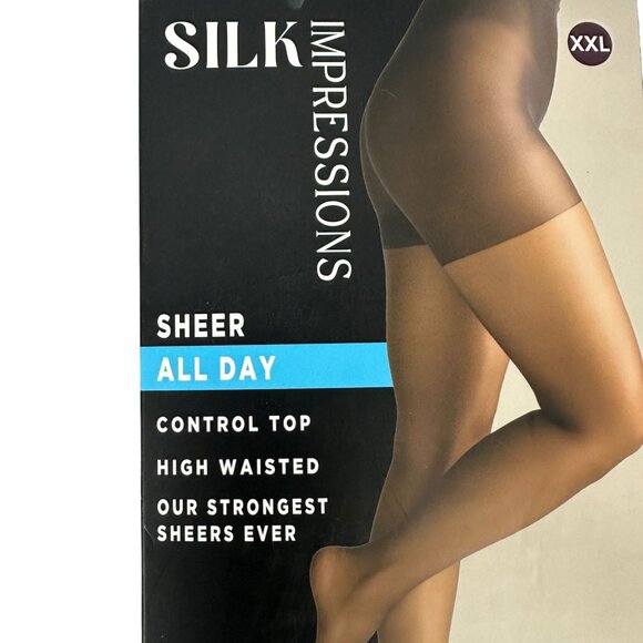 Silk Impressions Sheer All Day Control Top High Waisted Tights 4 Pairs XXL Black - Picture 2 of 11